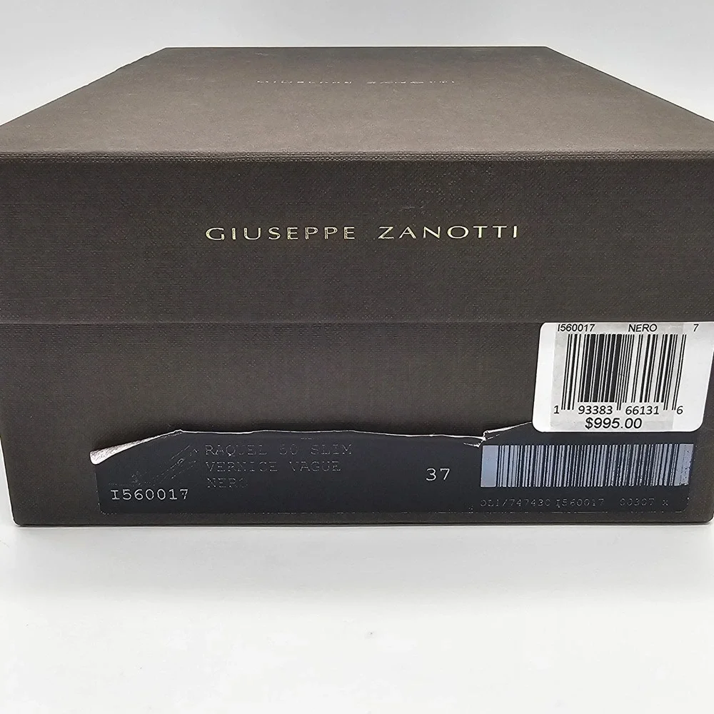 Giuseppe Zanotti Raquel 50 Slim Womens 37 US 7 Black Patent Leather Buckle Heels